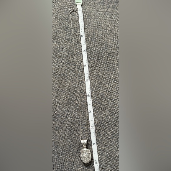 Sterling Silver 925 Druzy Heart Filigree Oval Agate Pendant Necklace - Picture 6 of 7